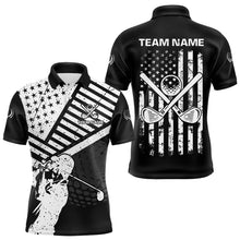 Load image into Gallery viewer, Black and White American Flag Men Golf polo shirts custom patriotic golf apparel team golf jerseys NQS9605