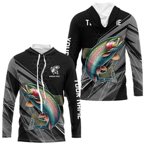 Personalized Black camo Rainbow Trout Fishing Jerseys, Trout Long Sleeve Fishing Tournament Shirts NQS9751