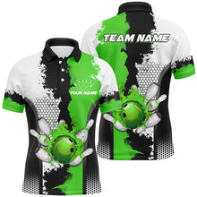 Load image into Gallery viewer, Black white bowling fire league jerseys custom Bowling polo, quarter zip shirts for men bowler | Green NQS7668