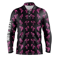 Load image into Gallery viewer, Pink neon flamingos pattern Mens golf polo shirt custom team flamingo golf polo shirts, golfer gifts NQS7912