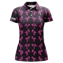 Load image into Gallery viewer, Pink neon flamingos pattern Womens golf polo shirt custom team flamingo golf polo shirts, golfer gifts NQS7912