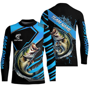 Black and Blue Largemouth bass fishing custom fishing team jerseys, sport fishing shirts NQS7916