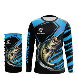 Black and Blue Largemouth bass fishing custom fishing team jerseys, sport fishing shirts NQS7916