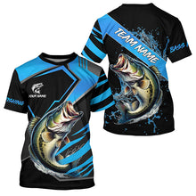 Load image into Gallery viewer, Black and Blue Largemouth bass fishing custom fishing team jerseys, sport fishing shirts NQS7916