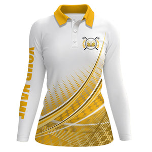 White and Yellow Golf and Beer Womens golf polo shirts custom golf clothes for ladies NQS8340