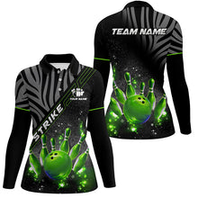 Load image into Gallery viewer, Personalized Black Camo Bowling Green Glitter custom womens bowling shirts, girls bowling outfit NQS8342