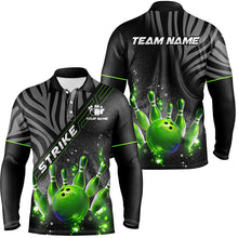 Load image into Gallery viewer, Personalized Black Camo Bowling Green Glitter custom Mens bowling shirts, bowling attire for men NQS8342