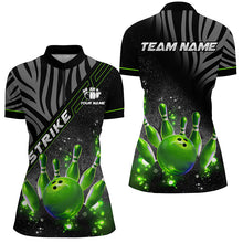 Load image into Gallery viewer, Personalized Black Camo Bowling Green Glitter custom womens bowling shirts, girls bowling outfit NQS8342