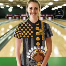 Load image into Gallery viewer, Funny Bowling Shirts For Women Pumpkin American Flag Turkey Thanksgiving Custom turkey bowl shirts NQS10943