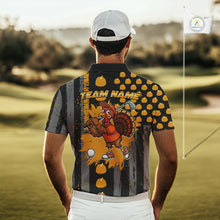 Load image into Gallery viewer, Funny Golf Polo Shirts For Men Custom Pumpkin American Flag Turkey Thanksgiving golf shirt NQS10944