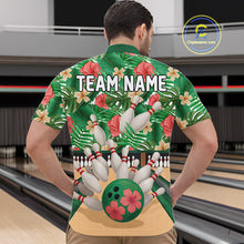 Load image into Gallery viewer, Green tropical flower Bowling Polo, Quarter Zip Shirts For Men Custom bowling team jersey NQS10945