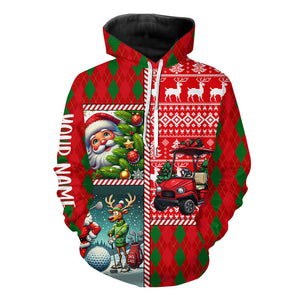 Funny Ugly Christmas argyle pattern Golf Hoodies Custom Christmas Golf Hoodies NQS9032