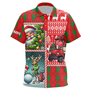 Funny Ugly Christmas argyle pattern Kid golf polo shirts Custom Christmas golf shirts for kid NQS9032