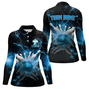 Blue Lightning thunder Bowling shirts for Women Custom team bowling jerseys, gifts for bowler NQS9269