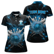 Load image into Gallery viewer, Blue Lightning thunder Bowling shirts for Women Custom team bowling jerseys, gifts for bowler NQS9269