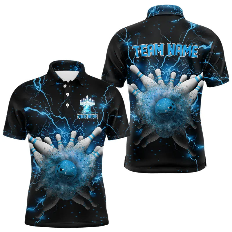 Blue Lightning thunder Bowling shirts for men Custom team bowling jerseys, gifts for bowler NQS9269