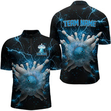 Load image into Gallery viewer, Blue Lightning thunder Bowling shirts for men Custom team bowling jerseys, gifts for bowler NQS9269