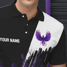 Load image into Gallery viewer, Black and Purple Eagle bowling jerseys Polo, Quarter Zip Shirt for Men Custom Bowling Team shirts NQS9437