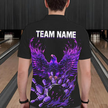 Load image into Gallery viewer, Black and Purple Eagle bowling jerseys Polo, Quarter Zip Shirt for Men Custom Bowling Team shirts NQS9437