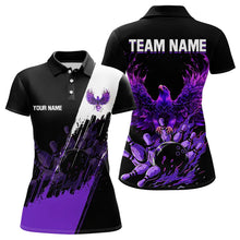 Load image into Gallery viewer, Black and Purple Eagle bowling jerseys Polo, Quarter Zip Shirt for Women Custom Bowling Team shirts NQS9437