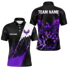 Load image into Gallery viewer, Black and Purple Eagle bowling jerseys Polo, Quarter Zip Shirt for Men Custom Bowling Team shirts NQS9437