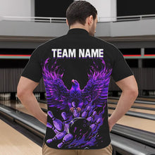 Load image into Gallery viewer, Black and Purple Eagle bowling jerseys Polo, Quarter Zip Shirt for Men Custom Bowling Team shirts NQS9437