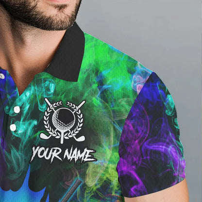 Colorful smoke Skull Golf Polo shirts for Men Custom Team Golf Jerseys, unique golf gifts NQS9610