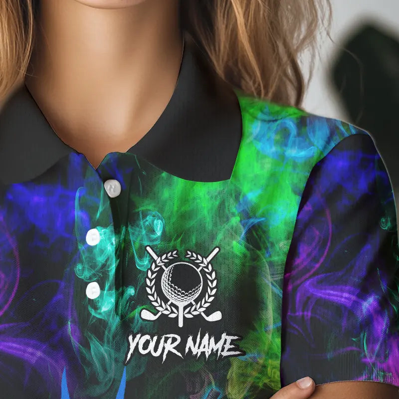 Colorful smoke Skull Golf Polo shirts for Women Custom Team Golf Jerseys, unique golf gifts NQS9610