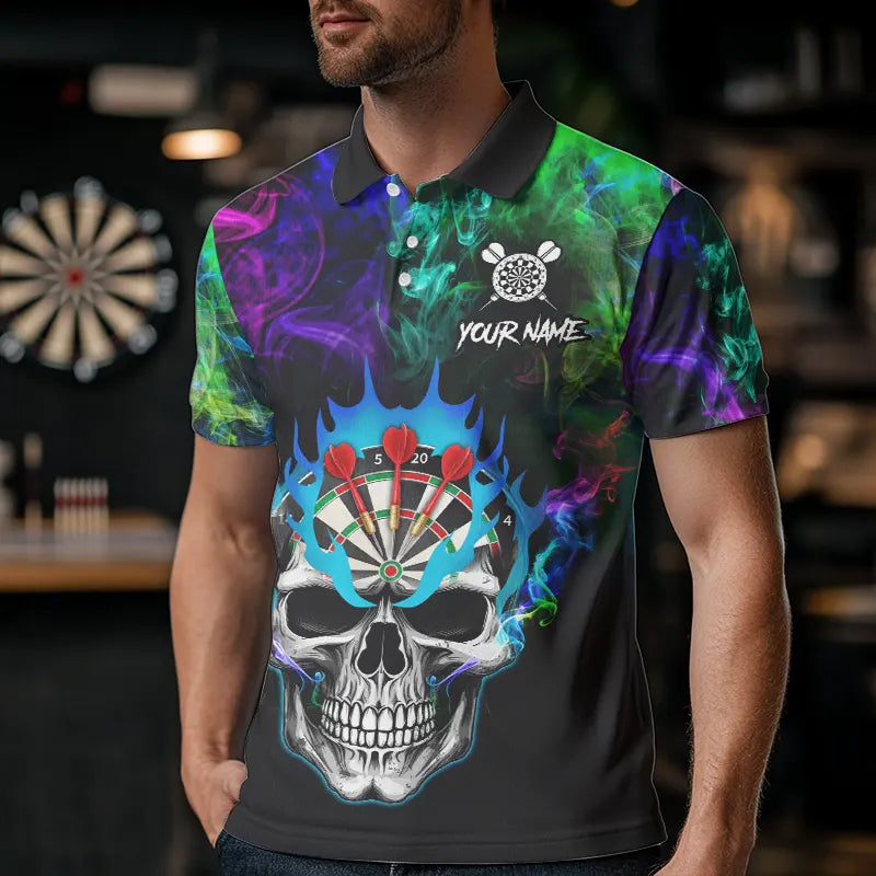 Colorful smoke Skull Darts shirts for Men Custom Team Darts Jerseys, Best Darts Gift For Player NQS9611
