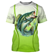 Load image into Gallery viewer, Largemouth bass Fishing green camo Bass jersey custom name long sleeves shirts fishing apparel NQS5055