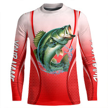 Load image into Gallery viewer, Largemouth bass Fishing camo Bass jersey custom name long sleeves shirts fishing apparel | Red NQS5056