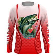 Load image into Gallery viewer, Largemouth bass Fishing camo Bass jersey custom name long sleeves shirts fishing apparel | Red NQS5056