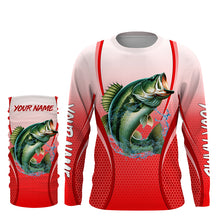 Load image into Gallery viewer, Largemouth bass Fishing camo Bass jersey custom name long sleeves shirts fishing apparel | Red NQS5056