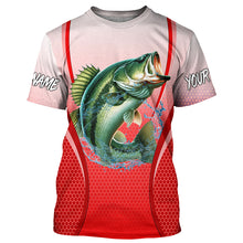 Load image into Gallery viewer, Largemouth bass Fishing camo Bass jersey custom name long sleeves shirts fishing apparel | Red NQS5056