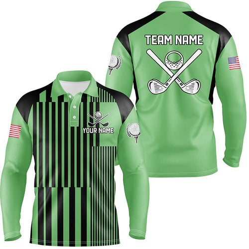 Green and black stripe pattern Mens golf polo shirts custom team golf tops, best mens golf wear NQS7350