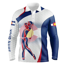 Load image into Gallery viewer, Colorado flag mens golf polo shirts custom patriotic golf shirts for men, unique mens golf apparel NQS7353