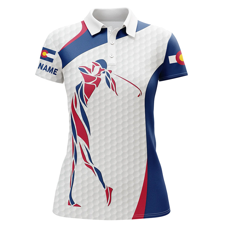 Personalized Colorado flag patriot golf white Womens golf polo shirts custom name golf gifts NQS7352