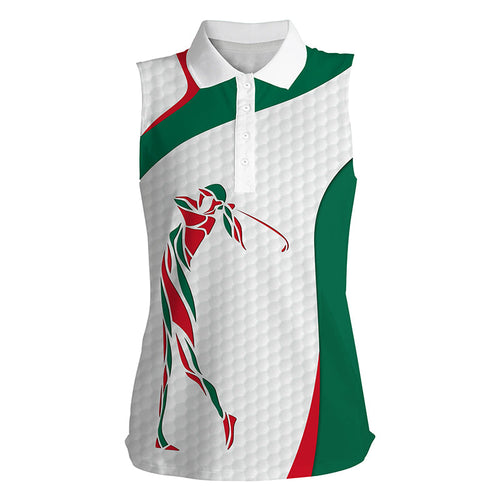 Mexican flag patriot golf white Womens sleeveless polo shirts - golf gifts for women NQS7354