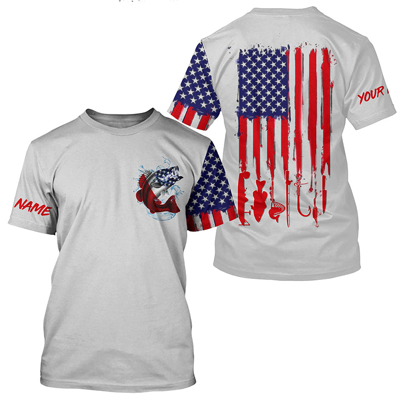 Largemouth Bass American Flag custom Fishing Shirts, personalized Patriotic Fishing  apparel UV protection UPF 30+ - IPH1657 {2024 Collection}