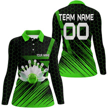 Load image into Gallery viewer, Green Bowling Shirt For women Custom polo Bowling Jersey 3D Bowling Team Shirt For women NQS6225