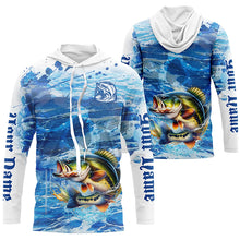 Load image into Gallery viewer, Personalized Bass Fishing jerseys blue camo Long Sleeve tournament fishing shirts NQS6227