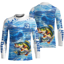 Load image into Gallery viewer, Personalized Bass Fishing jerseys blue camo Long Sleeve tournament fishing shirts NQS6227