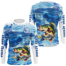 Load image into Gallery viewer, Personalized Bass Fishing jerseys blue camo Long Sleeve tournament fishing shirts NQS6227