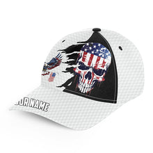 Load image into Gallery viewer, American flag Skull Eagle Golf ball White Golfer hat custom patriotic golf hats, gifts for golfers NQS8356