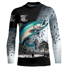 Load image into Gallery viewer, Chinook Salmon ( King salmon) Fishing scale Customize name performance long sleeves fishing shirts NQS909