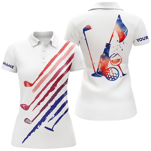 Red, White and blue Women golf polo shirts custom vintage golf wine clubs golf tops for ladies NQS6469