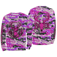 Load image into Gallery viewer, Pink glitter camo hunting Customize Name 3D All Over Printed Shirts, Deer hunting shirts for women NQS1051