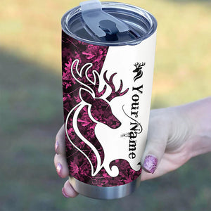 1pc Deer Hunting Pink Camo Custom name Stainless Steel Tumbler Cup Personalized Hunting gifts NQS1047