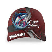 Load image into Gallery viewer, Catfish fishing camo hats for men, women custom baseball best Catfish fishing hat | Red NQS8795