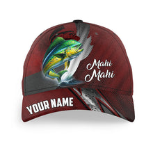 Load image into Gallery viewer, Mahi mahi fishing camo hats for men, women custom baseball best Dorado fishing hat | Red NQS8796